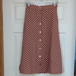 Draper James Rusty Brown Polka Dot A-Line Skirt